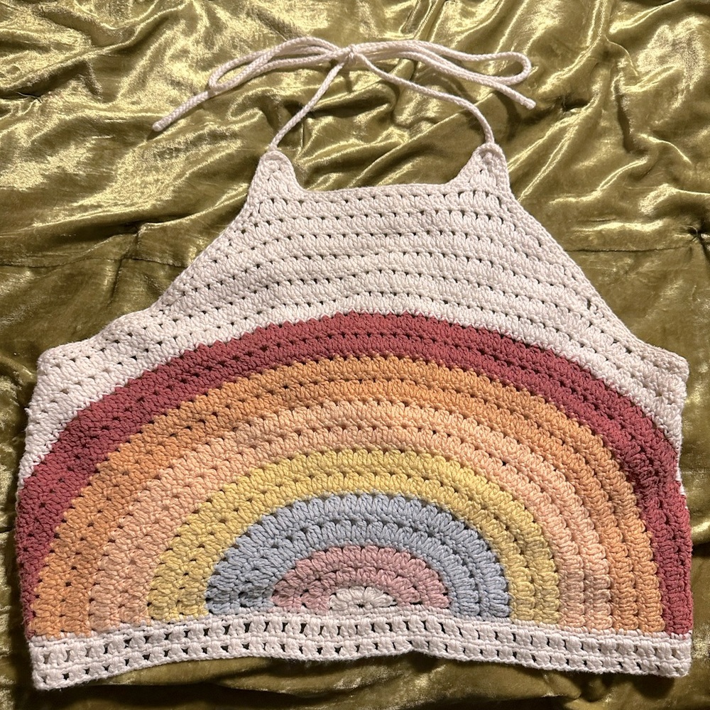Knitted Rainbow Halter Top